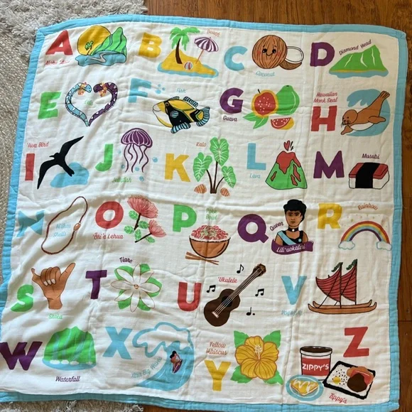 NEW Coco Moon Hawaii Hawai’i Kine ABCs Blanket - Picture 1 of 5